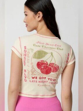 Urban Outfitters Frieda's Fruits Cherries Graphic Baby Tee Crop Top